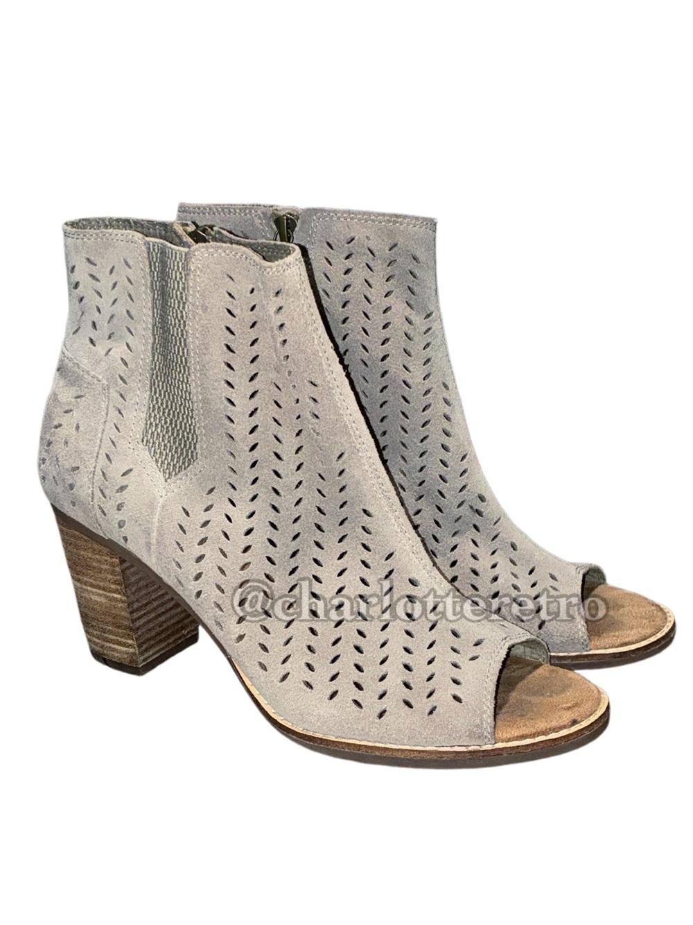 Toms • Majorca Perforated Leaf Peep Toe Bootie
